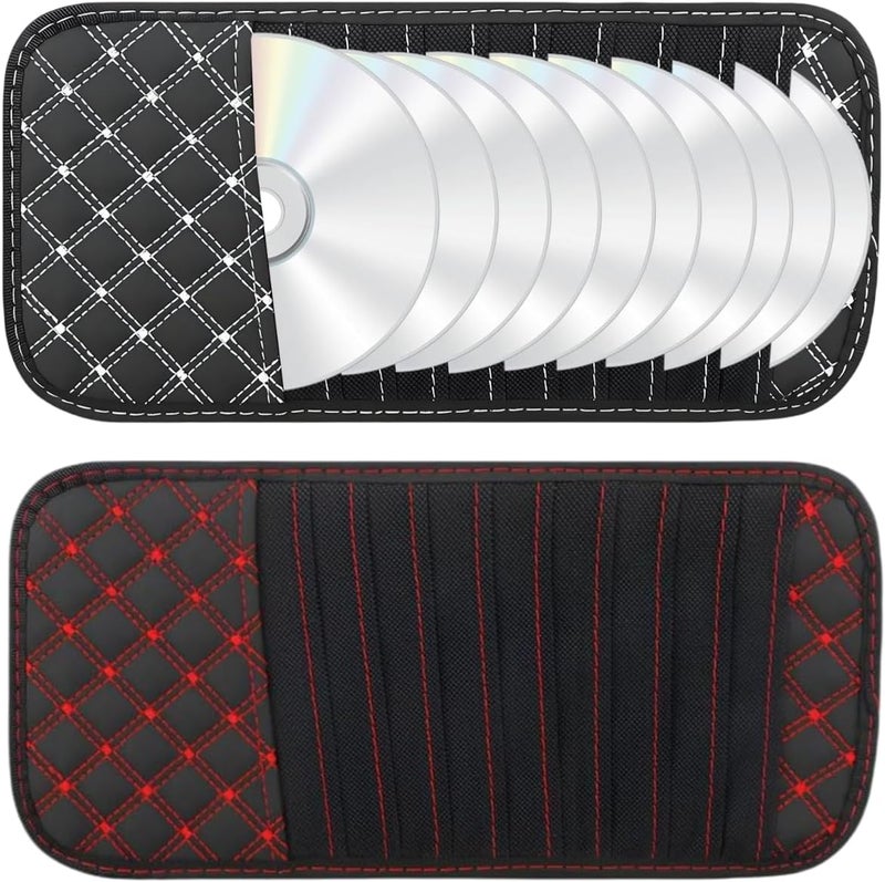 PASDUCHAS 2 PCS CD Visor Holder for Car, Black Non-Woven Cloth & Pu Leather Large Capacity Visor CD Holder - Image 1